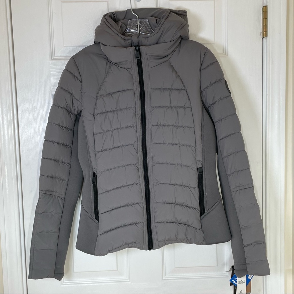 Bernardo Gray Hooded Puffer Jacket Womens Small EcoPlume Lightweight Coat NWT